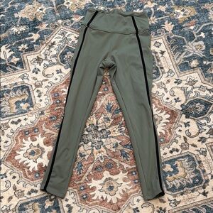 Danskin Olive Leggings with Black Accents